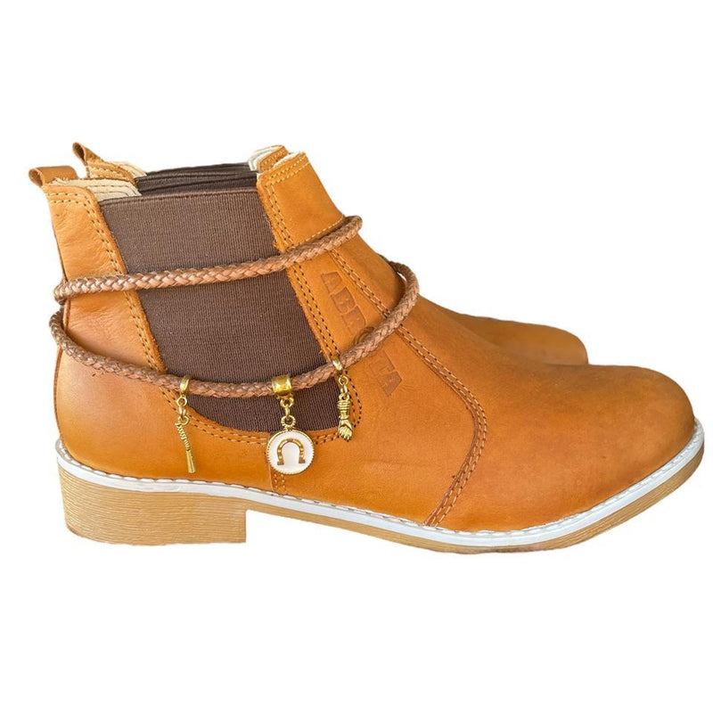 Botina Abruta Modelo 301 Sola Bege Trança